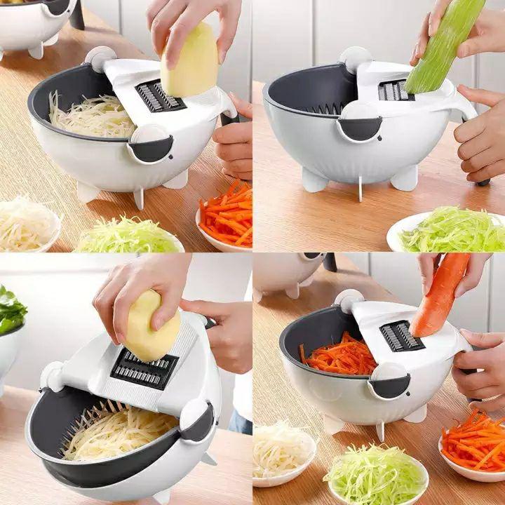 9 in 1 Vegetable Cutter with Drain Basket Multi functional Cutter