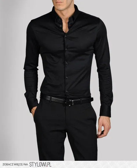 Best Classic Quality Black Dress Shirt For Men ( Black )