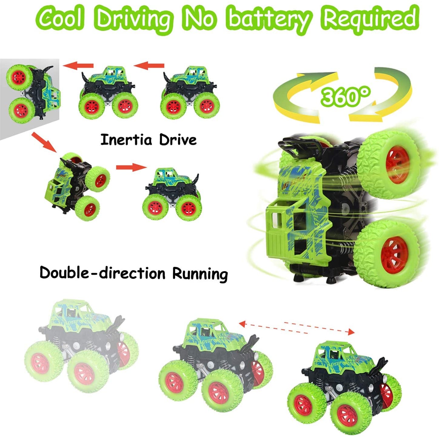 Friction Powered Monster Truck Toy For Kids and Boys